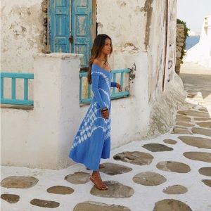 Zara blue and white tie dye dress